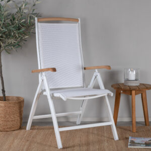 Panama – Chaise réglable – Naturel, Blanc – 75 x 110 x 60 cm