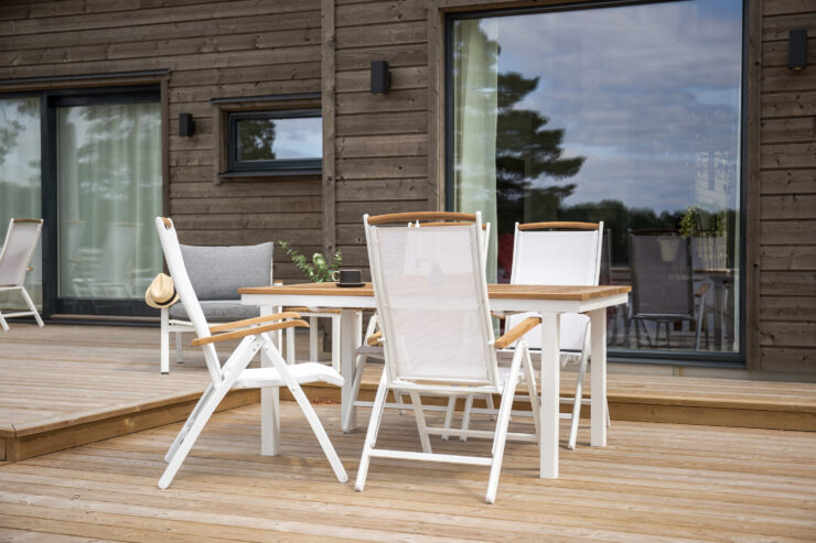 Panama – Chaise réglable – Naturel, Blanc – 75 x 110 x 60 cm