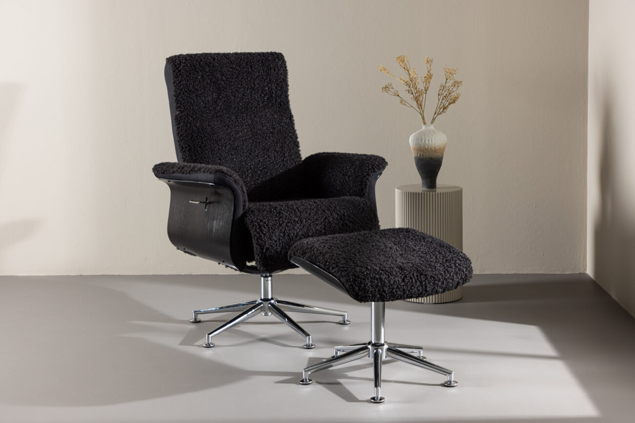 Hagön – Fauteuil lounge – Chrome, Gris foncé – 82 x 112 x 82 cm