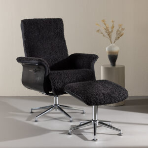 Hagön – Fauteuil lounge – Chrome, Gris foncé – 82 x 112 x 82 cm