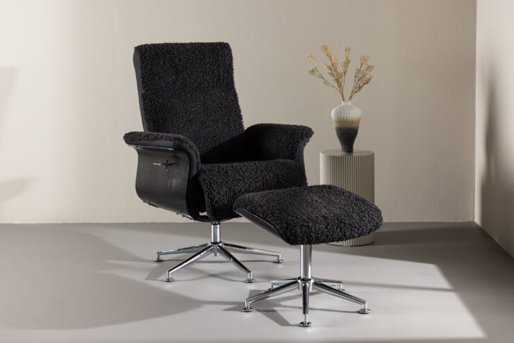 Hagön – Fauteuil lounge – Chrome, Gris foncé – 82 x 112 x 82 cm