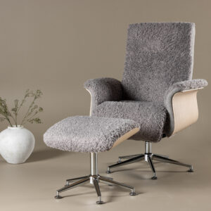 Hagön – Fauteuil lounge – Chrome, Gris – 82 x 112 x 82 cm