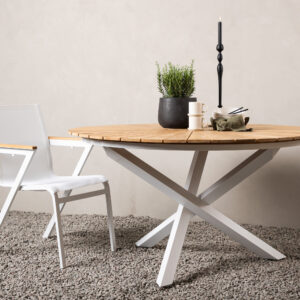 Mexico – Table à manger ronde – Naturel, Blanc – ⌀140 cm