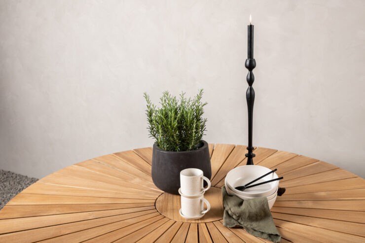 Mexico – Table à manger ronde – Naturel, Blanc – ⌀140 cm
