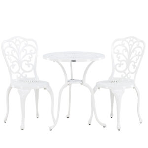 Nandin – Set café – Blanc – Table : 60 x 73 Chaise : 50 x 42 x 88 cm