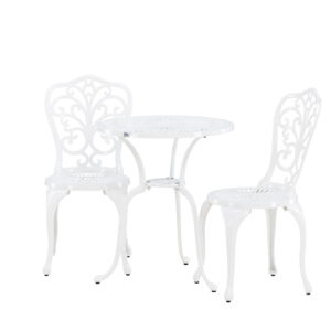 Nandin – Set café – Blanc – Table : 60 x 73 Chaise : 50 x 42 x 88 cm