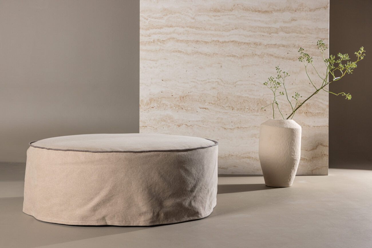 Vindö – Ottoman – Marron, Noir – ⌀101 cm
