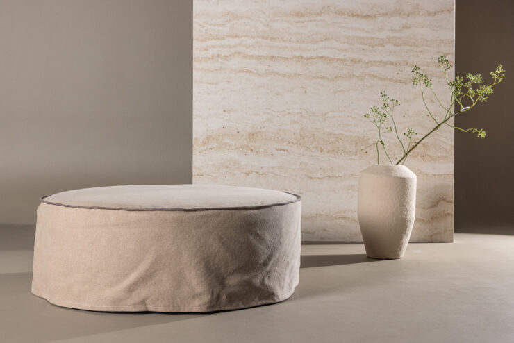 Vindö – Ottoman – Marron, Noir – ⌀101 cm