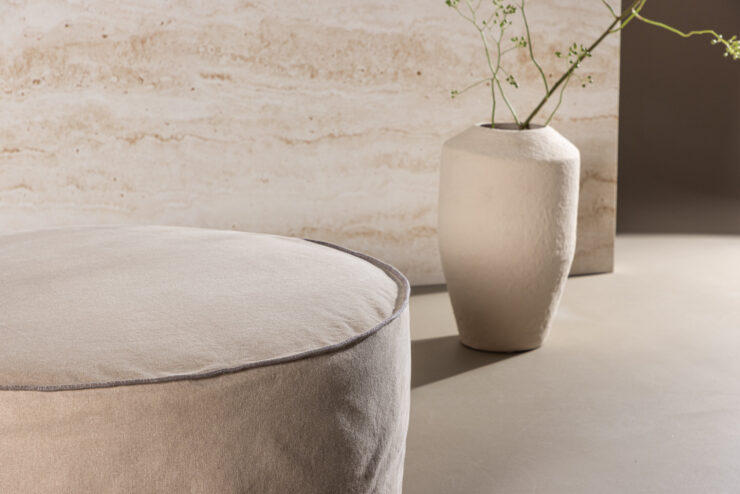 Vindö – Ottoman – Marron, Noir – ⌀101 cm