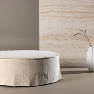 Vindö – Ottoman – Beige, Noir – ⌀101 cm
