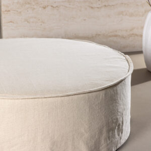 Vindö – Ottoman – Beige, Noir – ⌀101 cm