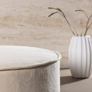 Vindö – Ottoman – Beige, Noir – ⌀101 cm