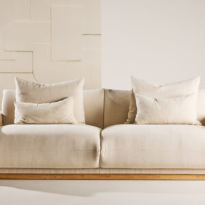 Mollösund – Canapé 3 places – Beige, Noyer – 95 x 82 x 237 cm