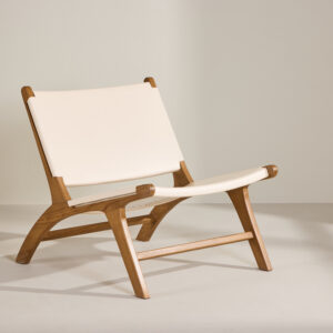 Rike – Fauteuil lounge – Crème, Naturel, Beige – 80 x 65 x 65 cm