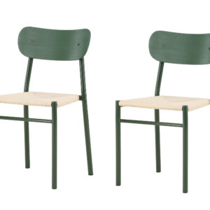 Polly – Chaise de salle à manger – Vert, Naturel – 50 x 80 x 45 cm
