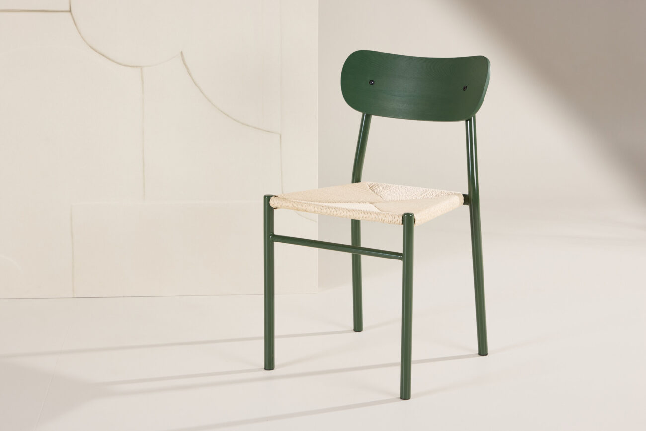Polly – Chaise de salle à manger – Vert, Naturel – 50 x 80 x 45 cm