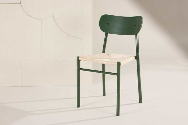 Polly – Chaise de salle à manger – Vert, Naturel – 50 x 80 x 45 cm