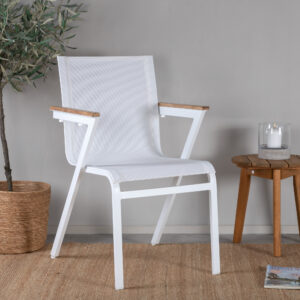 Mexico – Chaise de salle à manger – Naturel, Blanc – 63 x 89 x 57 cm