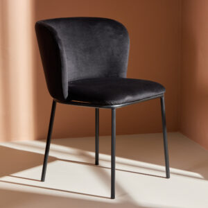 Edina – Chaise de salle à manger – Noir – 60 x 77 x 53 cm