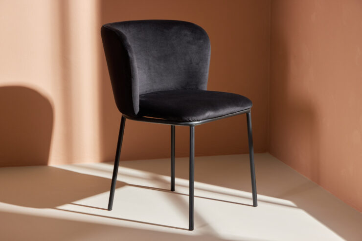 Edina – Chaise de salle à manger – Noir – 60 x 77 x 53 cm