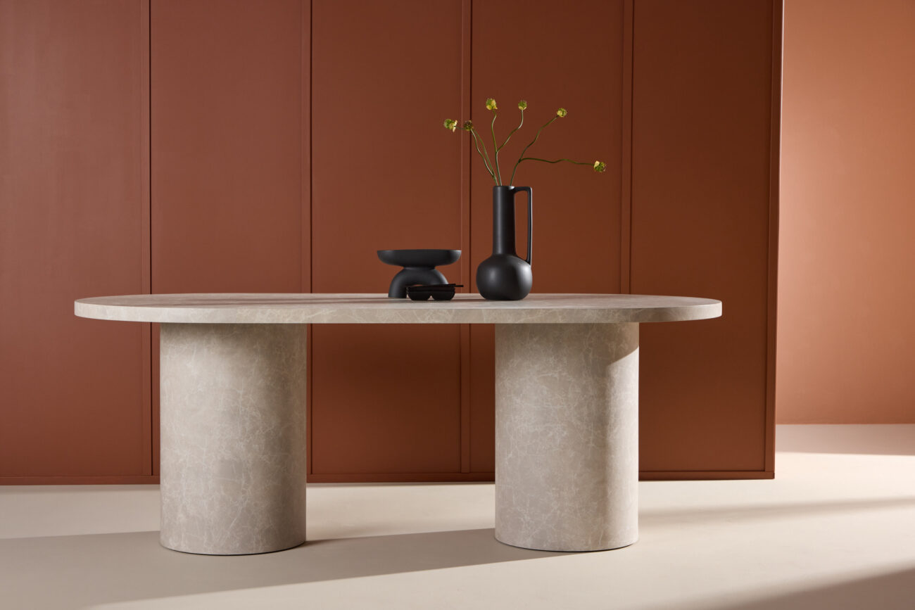 Narvik – Table à manger ovale – Beige – 200 x 100 cm