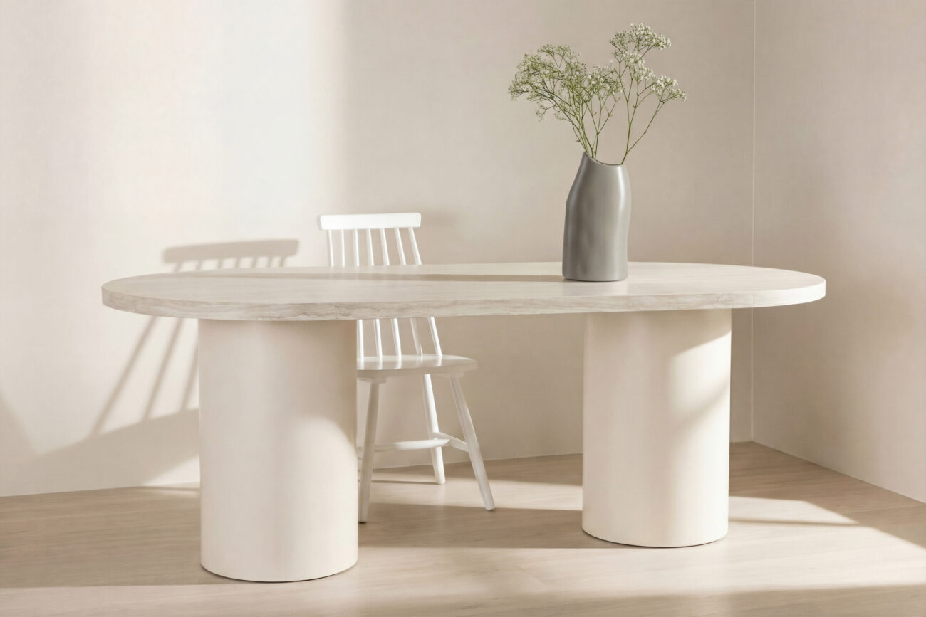 Narvik – Table à manger ovale – Beige – 200 x 100 cm