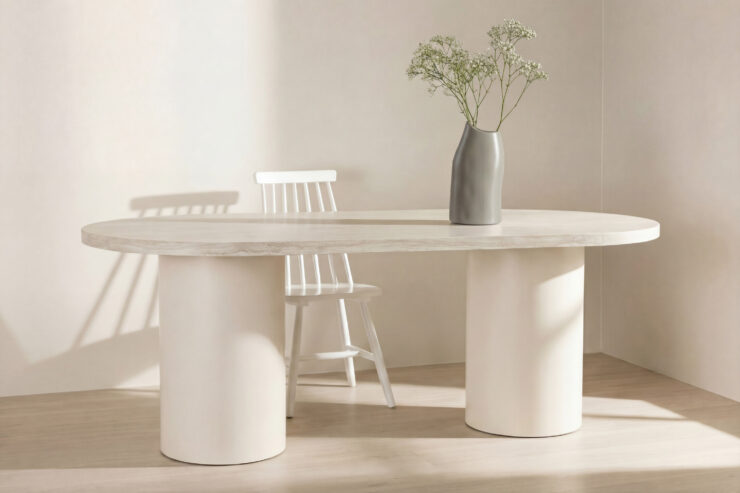 Narvik – Table à manger ovale – Beige – 200 x 100 cm