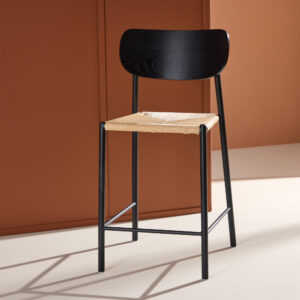 Polly – Chaise de bar – Beige, Noir – 55 x 101 x 52 cm
