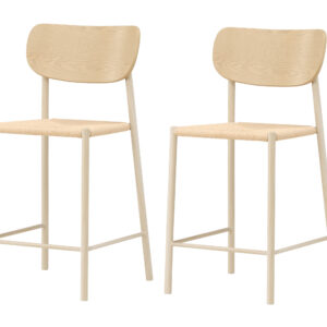 Polly – Chaise de bar – Beige, Blanchi – 55 x 101 x 52 cm