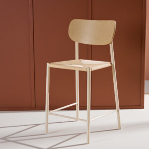 Polly – Chaise de bar – Beige, Blanchi – 55 x 101 x 52 cm