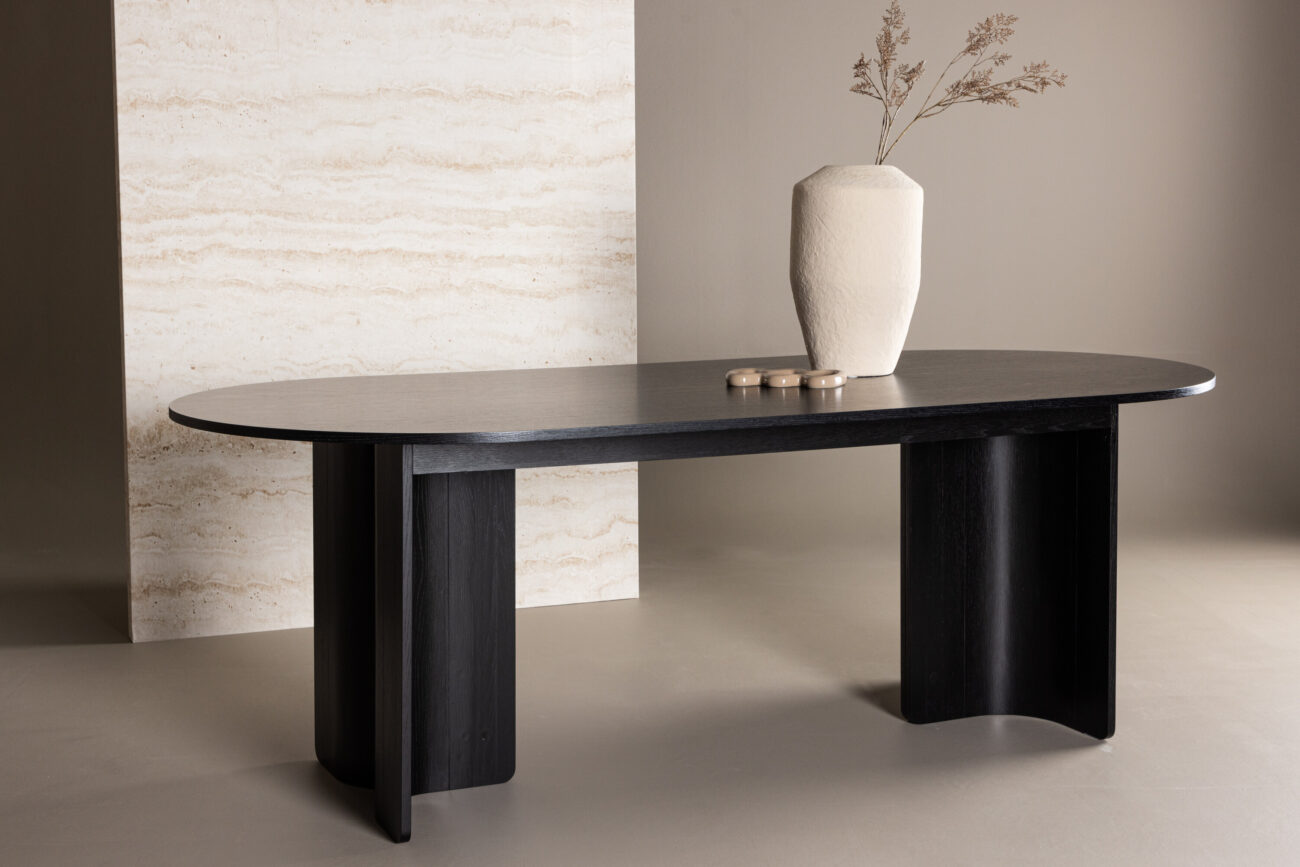 Tyresö – Table à manger ovale – Noir – 220 x 100 cm