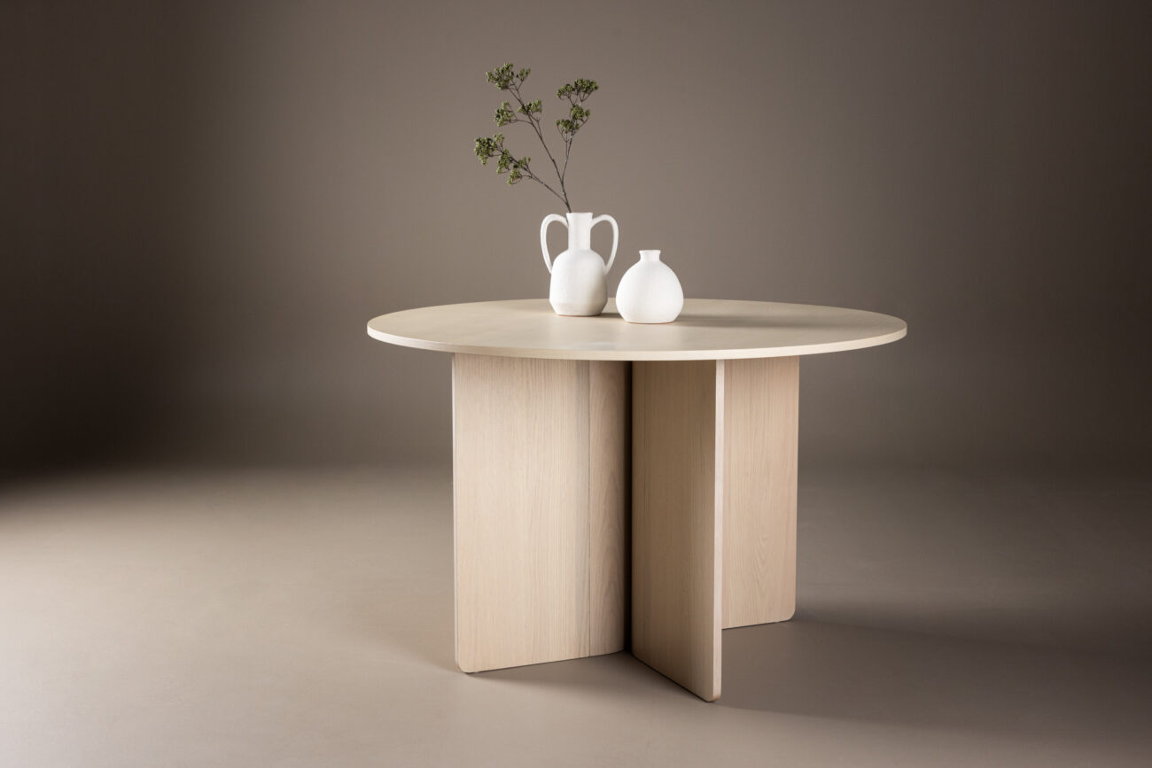 Tyresö – Table à manger ronde – Blanchi – ⌀120 cm