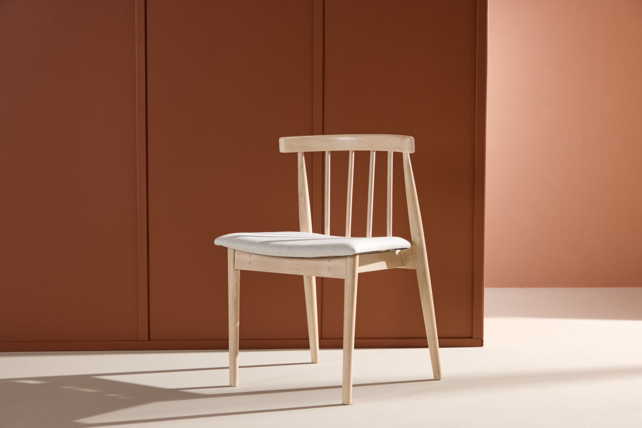 Flora – Chaise de salle à manger – Beige, Blanchi – 46 x 78 x 50 cm