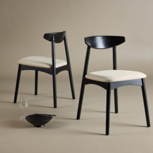 Ven – Chaise de salle à manger – Beige, Noir – 54 x 80 x 47 cm