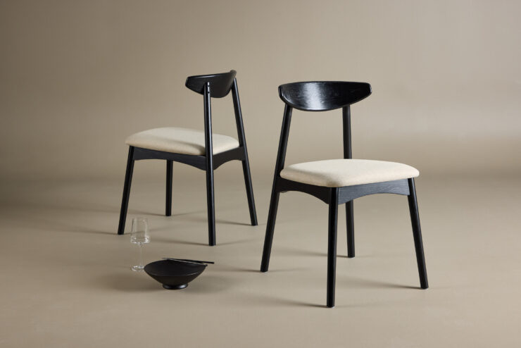 Ven – Chaise de salle à manger – Beige, Noir – 54 x 80 x 47 cm