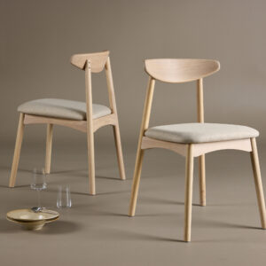 Ven – Chaise de salle à manger – Beige, Blanchi – 54 x 80 x 47 cm