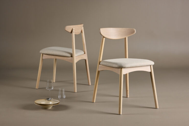 Ven – Chaise de salle à manger – Beige, Blanchi – 54 x 80 x 47 cm