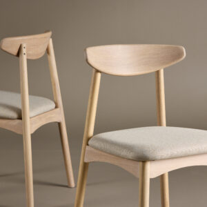 Ven – Chaise de salle à manger – Beige, Blanchi – 54 x 80 x 47 cm