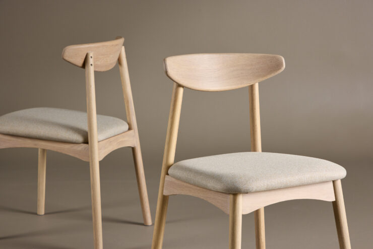 Ven – Chaise de salle à manger – Beige, Blanchi – 54 x 80 x 47 cm