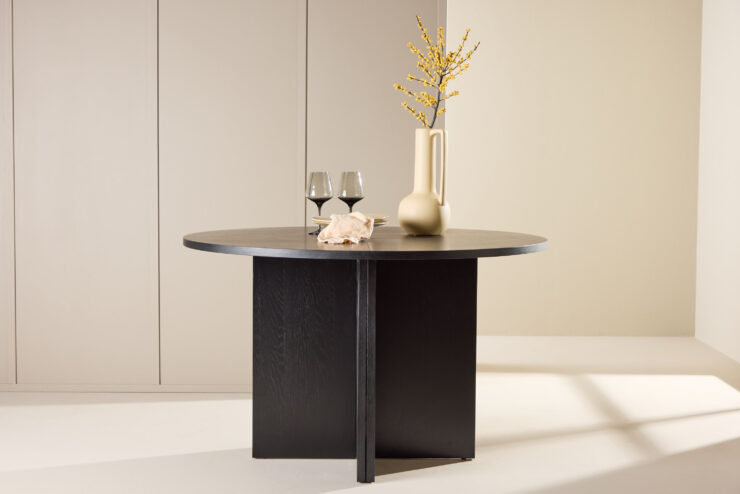 Strada – Table à manger rectangulaire – Noir – ⌀120 cm
