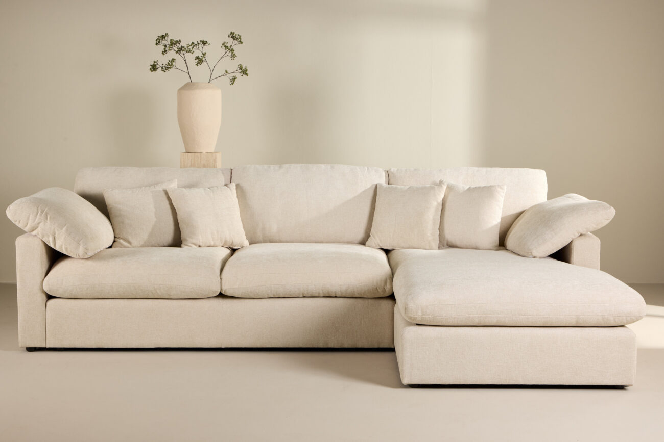 Amalfi – Canapé d’angle – Beige, Noir – 107 x 85 x 182 x 297 cm
