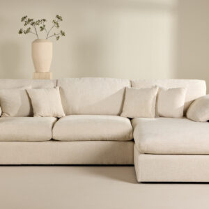 Amalfi – Canapé d&rsquo;angle – Beige, Noir – 107 x 85 x 182 x 297 cm
