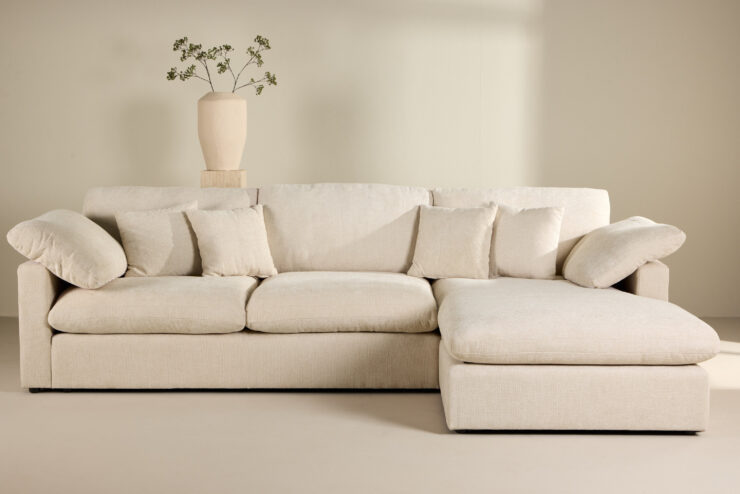 Amalfi – Canapé d'angle – Beige, Noir – 107 x 85 x 182 x 297 cm