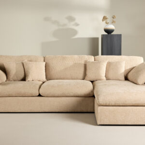 Amalfi – Canapé d&rsquo;angle – Sable, Noir – 107 x 85 x 182 x 297 cm