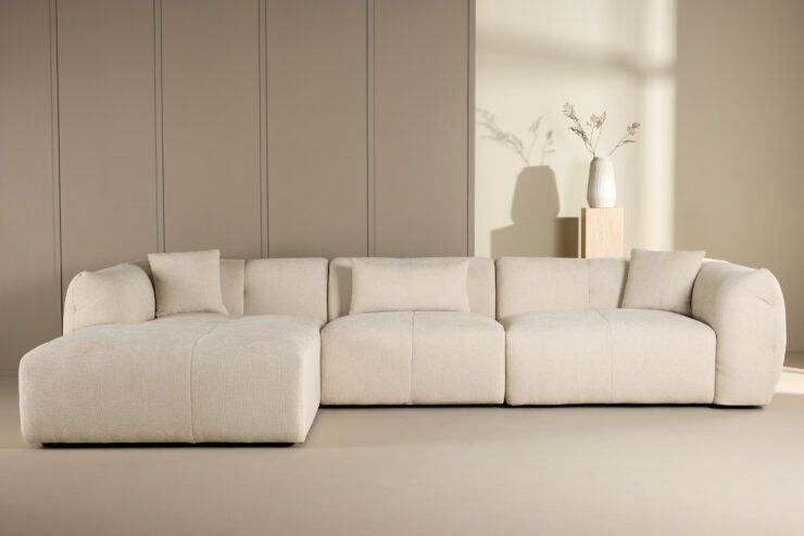 Positano – Canapé d'angle – Beige, Noir – 117 x 71 x 335 x 194 cm