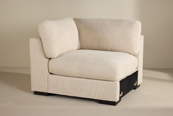 Salerno – Canapé d'angle – Beige, Noir – 102 x 86 x 112 cm