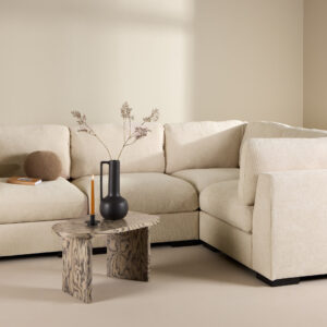 Salerno – Canapé d&rsquo;angle – Beige, Noir – 102 x 86 x 112 cm