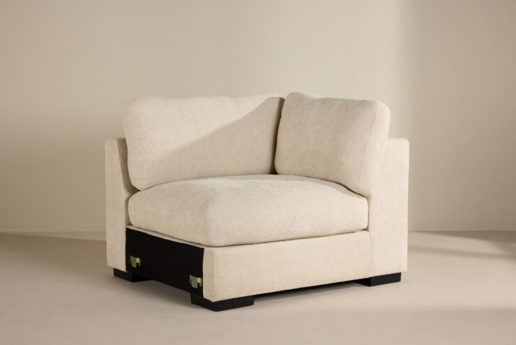 Salerno – Canapé d'angle – Beige, Noir – 102 x 86 x 112 cm