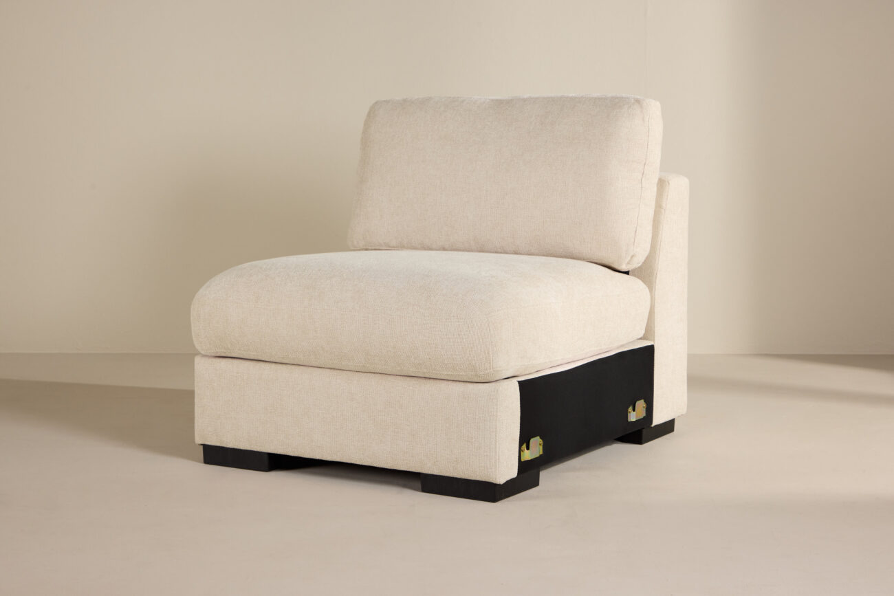 Salerno – Canapé d’angle – Beige, Noir – 102 x 86 x 87 cm