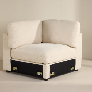 Salerno – Canapé d&rsquo;angle – Beige, Noir – 99 x 86 x 99 cm